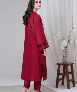 1 Pcs Maroon Cotton Lawn Kaftan Mb-Ef2485Mn 18 Mbef 2485Maroong Imanistudio.com