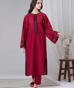 1 Pcs Maroon Cotton Lawn Kaftan Mb-Ef2485Mn 11 Mbef 2485Maroonh Imanistudio.com