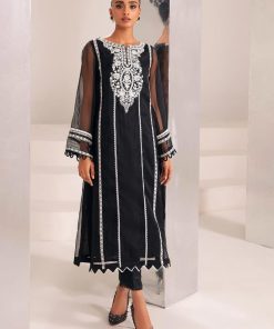 Black Organza Embroidered Co-Ord Set MB-EF24411BW