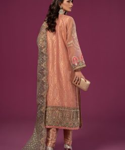 Luxury Formal Peach Organza Embroidered Suit Mbsf-Ef2437Pg 18 Sfef 2437Peach Imanistudio.com