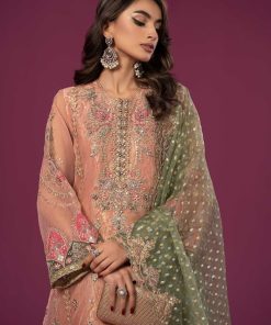 Luxury Formal Peach Organza Embroidered Suit Mbsf-Ef2437Pg 13 Sfef 2437Peacha Imanistudio.com