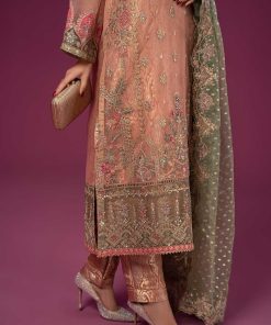 Luxury Formal Peach Organza Embroidered Suit Mbsf-Ef2437Pg 15 Sfef 2437Peachb Imanistudio.com