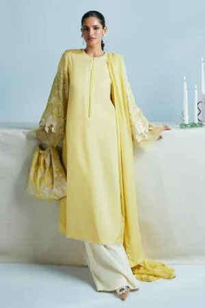 Zara Shahjahan Premium Raw Silk Suit ZSZC-2033 Lemon