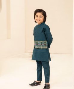 Boys 3Pcs 100% Fine Cotton Suit Imist-S24Ef1-01Teal 5 2R2A7309 Imanistudio.com