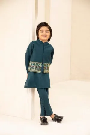 Boys 3pcs 100% Fine Cotton Suit IMIST-S24EF1-01Teal