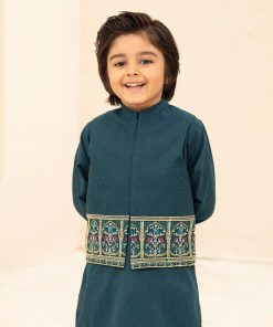 Boys 3Pcs 100% Fine Cotton Suit Imist-S24Ef1-01Teal 6 2R2A7317 Imanistudio.com