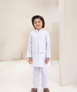 Boys 3pcs 100% Fine Cotton Suit IMIST-S24EF1-06White