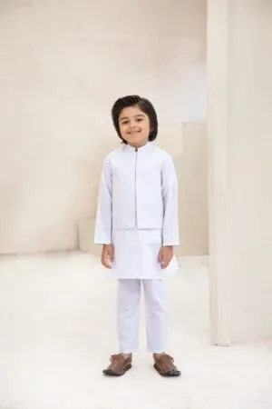 Boys 3pcs 100% Fine Cotton Suit IMIST-S24EF1-06White