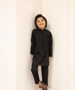 Boys 3Pcs 100% Fine Cotton Suit Imist-S24Ef1-02Blk 5 2R2A7739 Imanistudio.com