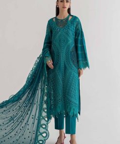 MariaB Teal Cotton Lawn Embroidered Suit MBDS-EF24D2AT
