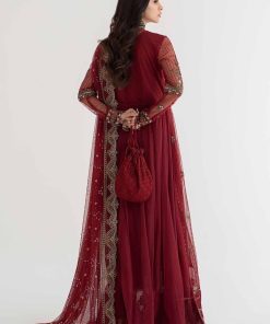 Mariab Maroon Net/Lawn Embroidered Suit Mbds-Ef24D3Bm 12 D3 Amaroon Imanistudio.com 1