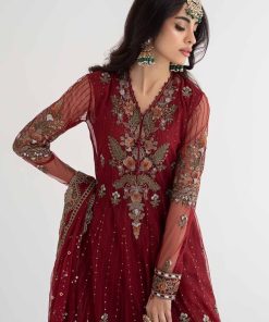 Mariab Maroon Net/Lawn Embroidered Suit Mbds-Ef24D3Bm 11 D3 Amaroona Imanistudio.com 1