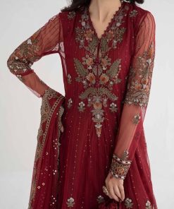 Mariab Maroon Net/Lawn Embroidered Suit Mbds-Ef24D3Bm 9 D3 Amaroonc Imanistudio.com 1