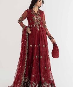 MariaB Maroon Net/Lawn Embroidered Suit MBDS-EF24D3BM