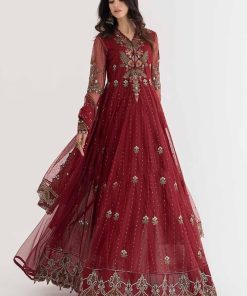 Mariab Maroon Net/Lawn Embroidered Suit Mbds-Ef24D3Bm 8 D3 Amaroone Imanistudio.com 1