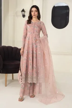 Mariab Pink Cotton Lawn Embroidered Suit Mbdw-Ef24131Pk