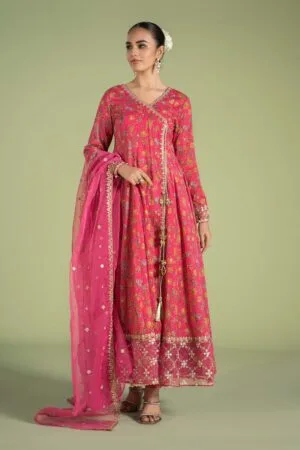 Mariab Fuchsia Pink Cotton Lawn Embroidered Suit Mbdw-Ef2447Fp