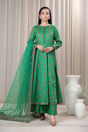 Mariab Jade Green Cotton Embroidered Suit Mbdw-Ef24107Jg
