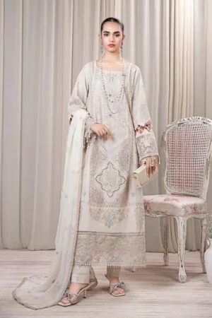 Mariab Light Beige Cotton Jacquard Embroidered Suit Mbdw-Ef24109Lb