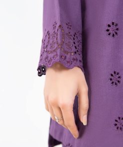 Lavender Dobby Lawn Embroidered Co-Ord Set Mb-Ef24163Lr 15 Mbef 24163Purpled Imanistudio.com