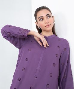 Lavender Dobby Lawn Embroidered Co-Ord Set Mb-Ef24163Lr 11 Mbef 24163Purpleh Imanistudio.com