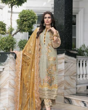 Mehdi Luxury Pret Olive/Mustard Organza Outfit Mdfg-2402Charm