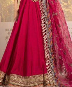 Luxury Formal Hot Pink Raw Silk Lengha Choli Mbsf-Ef2413Hp 16 Sfef 2413Pinke Imanistudio.com
