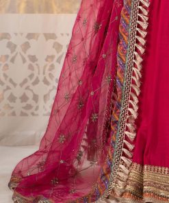 Luxury Formal Hot Pink Raw Silk Lengha Choli Mbsf-Ef2413Hp 17 Sfef 2413Pinkf Imanistudio.com