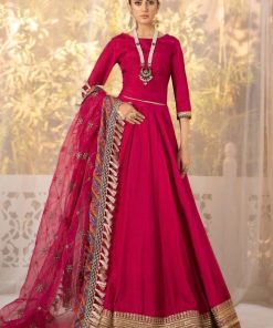 Luxury Formal Hot Pink Raw Silk Lengha Choli Mbsf-Ef2413Hp 12 Sfef 2413Pinkg Imanistudio.com