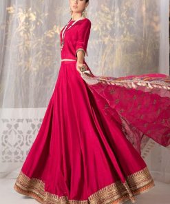 Luxury Formal Hot Pink Raw Silk Lengha Choli Mbsf-Ef2413Hp 19 Sfef 2413Pinkj Imanistudio.com