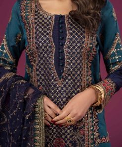 Luxury Formal Multi-Blue Raw Silk Suit Mbsf-Ef2427Mb 14 Sfef 2427Tealc Imanistudio.com