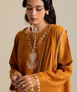 Zara Shahjahan Premium Raw Silk Suit Zszc-1987Mustard 14 Zc 1987A Imanistudio.com