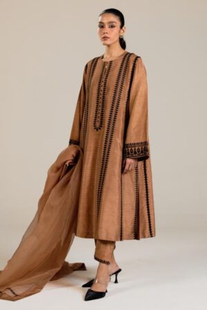 Zara Shahjahan Premium Raw Silk Suit ZSZC-1989Tan