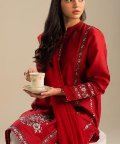 Zara Shahjahan Dobby Cotton Suit Zszc-2050Red 22 Zc 2050A Imanistudio.com