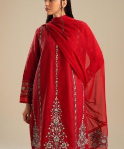 Zara Shahjahan Dobby Cotton Suit Zszc-2050Red 14 Zc 2050D Imanistudio.com