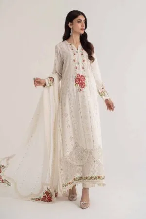 MariaB Off-White Lawn Embroidered Suit MBDS-EF24D12AW