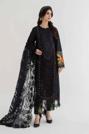 MariaB Black Lawn Embroidered Suit MBDS-EF24D8BB