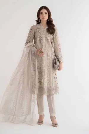 MariaB Ivory Lawn Embroidered Suit MBDS-EF24D9AI