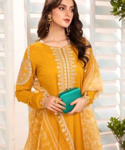 Mariab Mustard Embroidered Self Jacquard Cotton Suit Mbdw-Ea2434Md 7 Dwea2434Yellowa Imanistudio.com