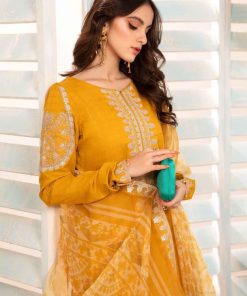 Mariab Mustard Embroidered Self Jacquard Cotton Suit Mbdw-Ea2434Md 8 Dwea2434Yellowb Imanistudio.com