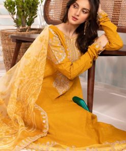 Mariab Mustard Embroidered Self Jacquard Cotton Suit Mbdw-Ea2434Md 9 Dwea2434Yellowc Imanistudio.com