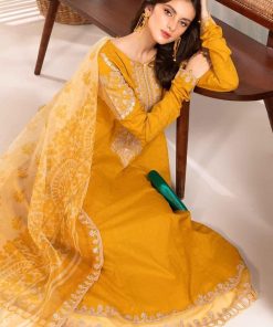 Mariab Mustard Embroidered Self Jacquard Cotton Suit Mbdw-Ea2434Md 10 Dwea2434Yellowd Imanistudio.com