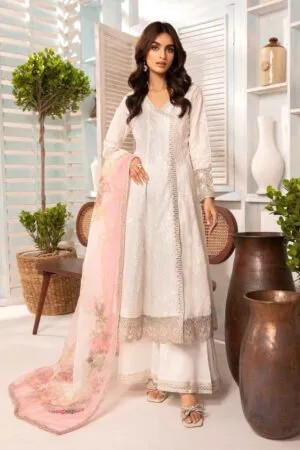 Mariab Off-White Embroidered Self Jacquard Cotton Suit Mbdw-Ea2448Ow