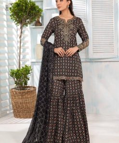 MariaB Black Printed & Embroidered Cotton Lawn Suit MBDW-EA2471BP