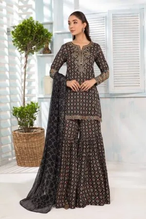 Mariab Black Printed &Amp; Embroidered Cotton Lawn Suit Mbdw-Ea2471Bp