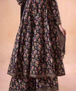 Mariab Navy Floral Embroidered Cotton Lawn Suit Mbdw-Ea2481Nf 12 Dwea2481Blue Imanistudio.com