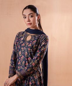 Mariab Navy Floral Embroidered Cotton Lawn Suit Mbdw-Ea2481Nf 11 Dwea2481Blueb Imanistudio.com