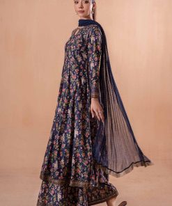 Mariab Navy Floral Embroidered Cotton Lawn Suit Mbdw-Ea2481Nf 9 Dwea2481Blueg Imanistudio.com
