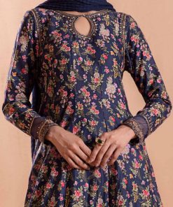 Mariab Navy Floral Embroidered Cotton Lawn Suit Mbdw-Ea2481Nf 13 Dwea2481Blueke Imanistudio.com