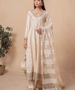 MariaB Off-White Embroidered Khadi Karandi Suit MBDW-EA2485OW